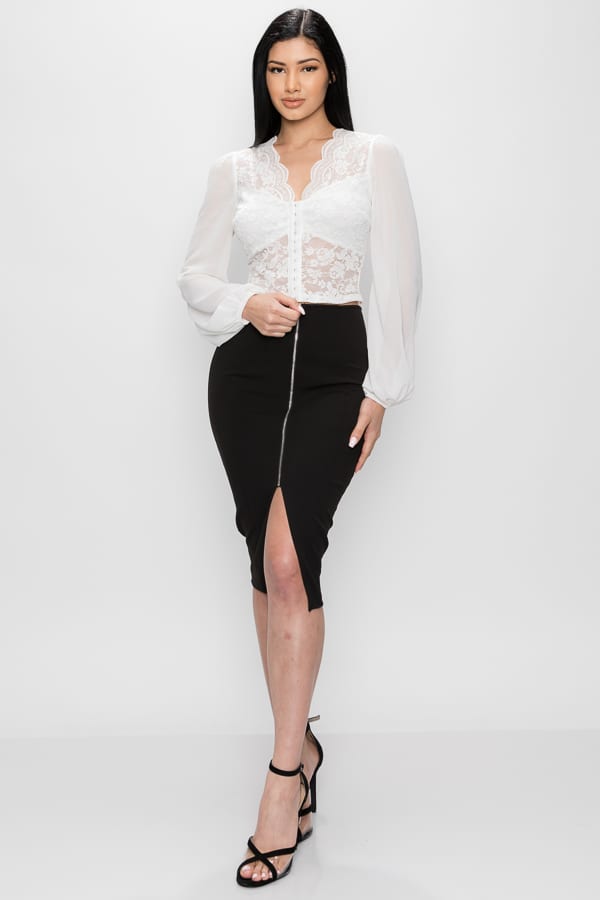 Bell Sleeve Lace Back Crop Top - Absolute Fashion 2020