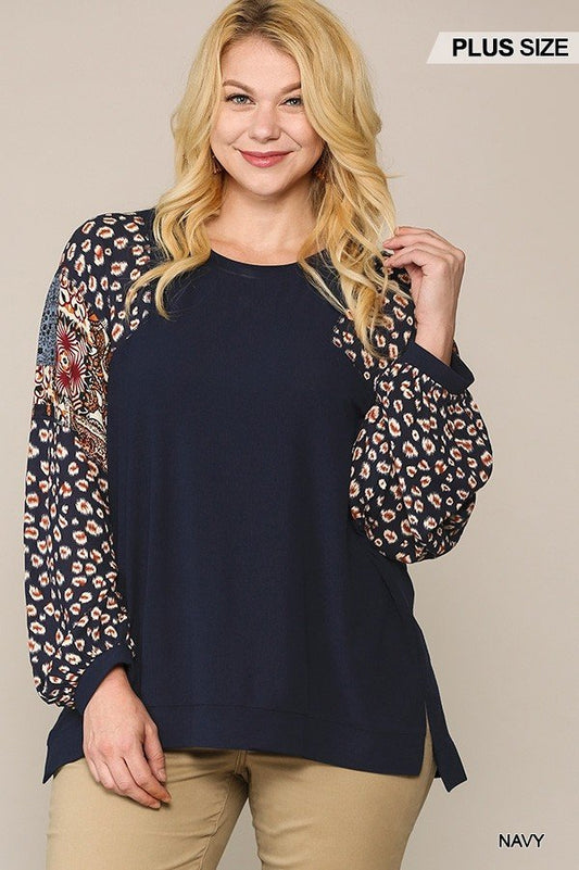 Animal And Paisley Print Mixed Tunic Top With Side Slit - Absolute Fashion 2020