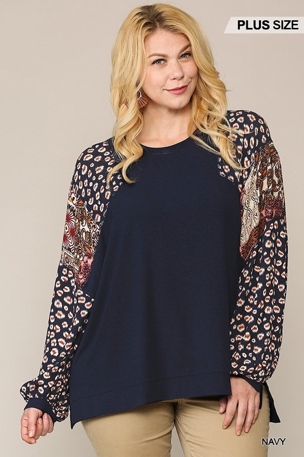 Animal And Paisley Print Mixed Tunic Top With Side Slit - Absolute Fashion 2020