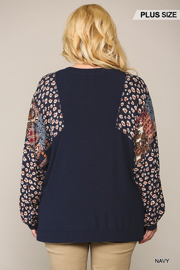 Animal And Paisley Print Mixed Tunic Top With Side Slit - Absolute Fashion 2020