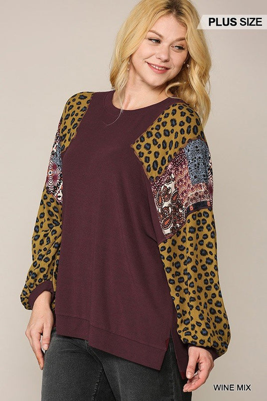 Animal And Paisley Print Mixed Tunic Top With Side Slit - Absolute Fashion 2020