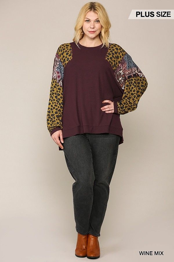 Animal And Paisley Print Mixed Tunic Top With Side Slit - Absolute Fashion 2020