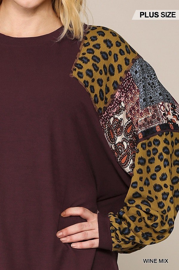 Animal And Paisley Print Mixed Tunic Top With Side Slit - Absolute Fashion 2020