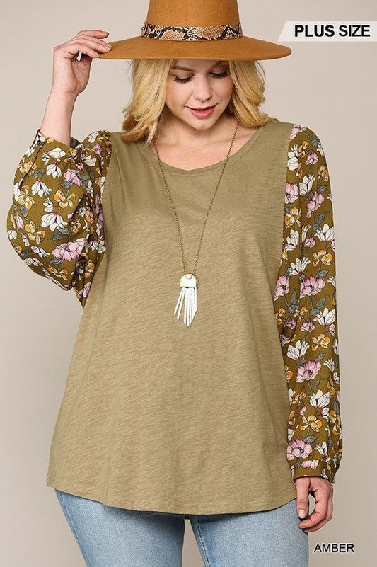 Floral Print Dolman Sleeve Round Hem Top - Absolute Fashion 2020