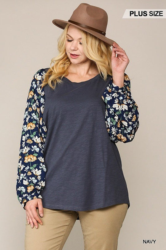 Floral Print Dolman Sleeve Round Hem Top - Absolute Fashion 2020