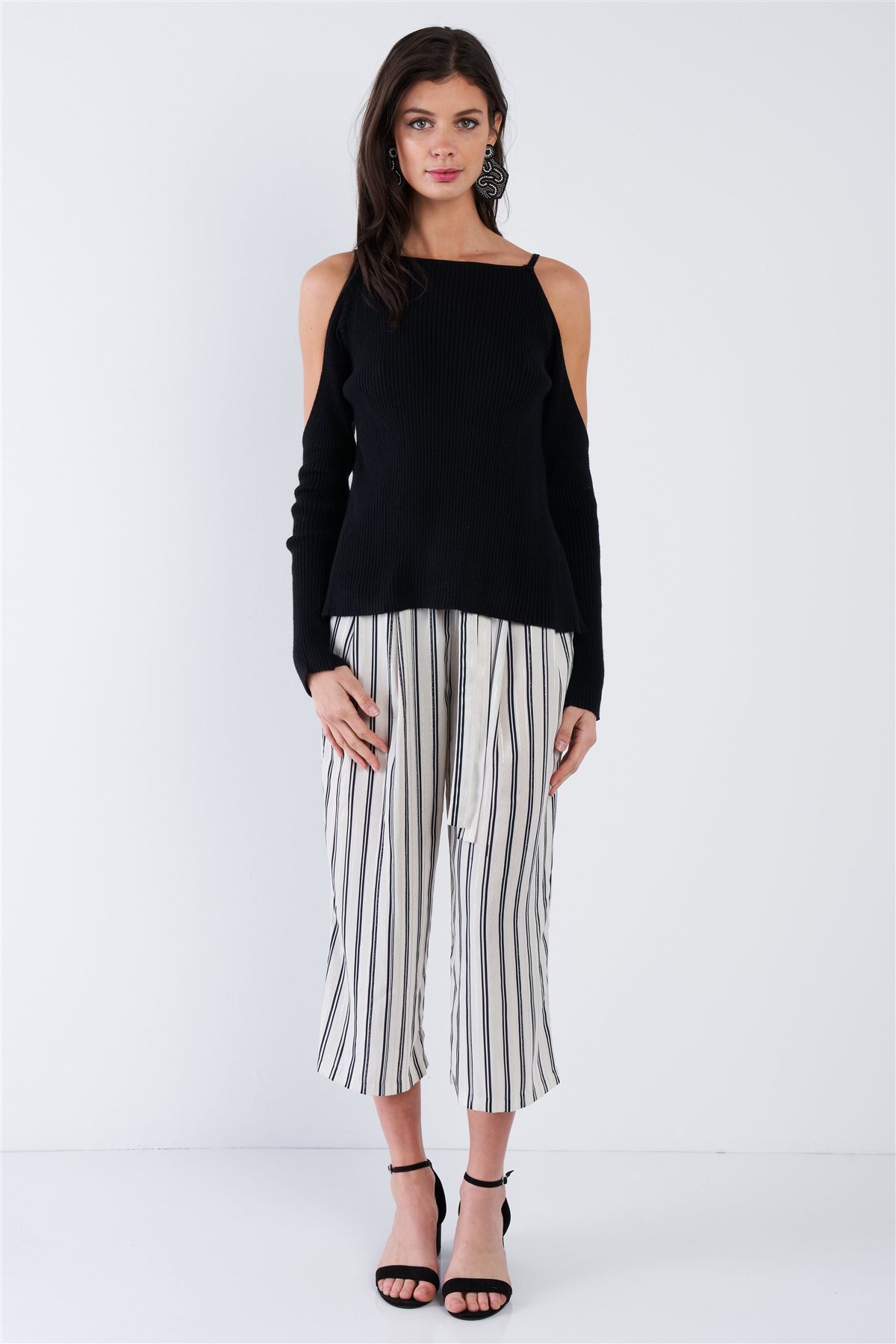 Black Ribbed Off The Shoulder Open Back Causal Top - Absolute Fashion 2020