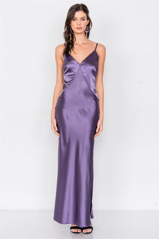 Satin Elegant Double Slit Sleeveless Maxi Dress - Absolute Fashion 2020