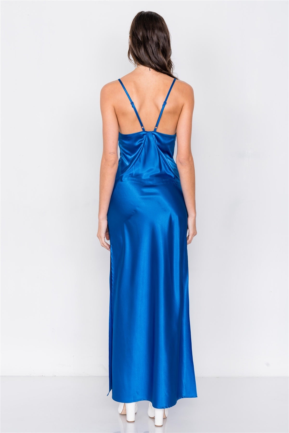 Satin Elegant Double Slit Sleeveless Maxi Dress - Absolute Fashion 2020