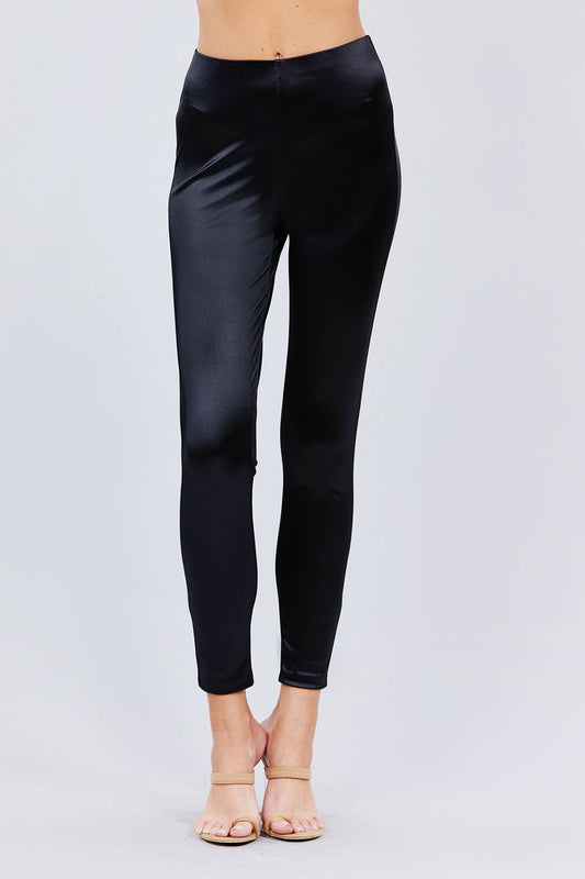 Waist Band Matt Satin Leggings - Absolute Fashion 2020