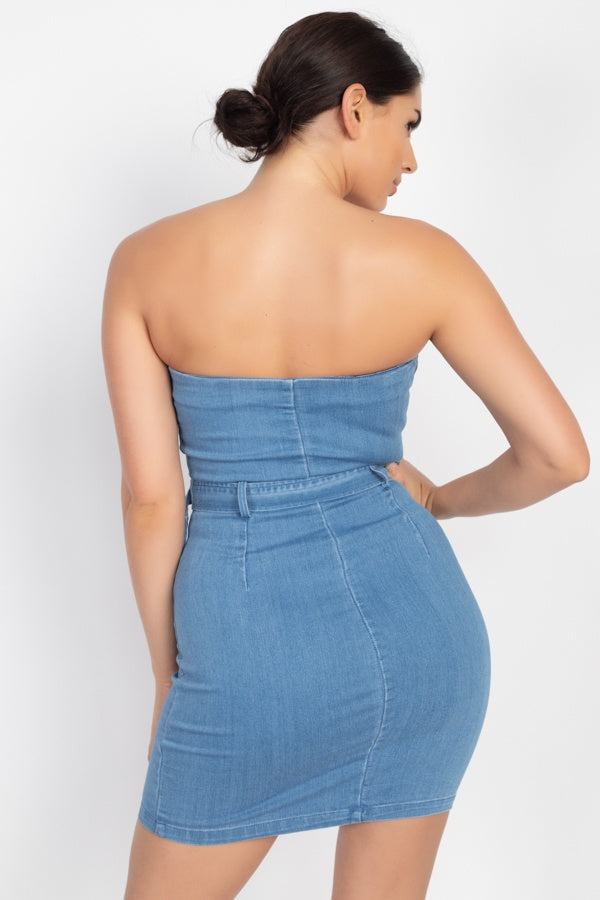 Sleeveless Front Zipper Belted Bodycon Dress - Absolute Fashion 2020