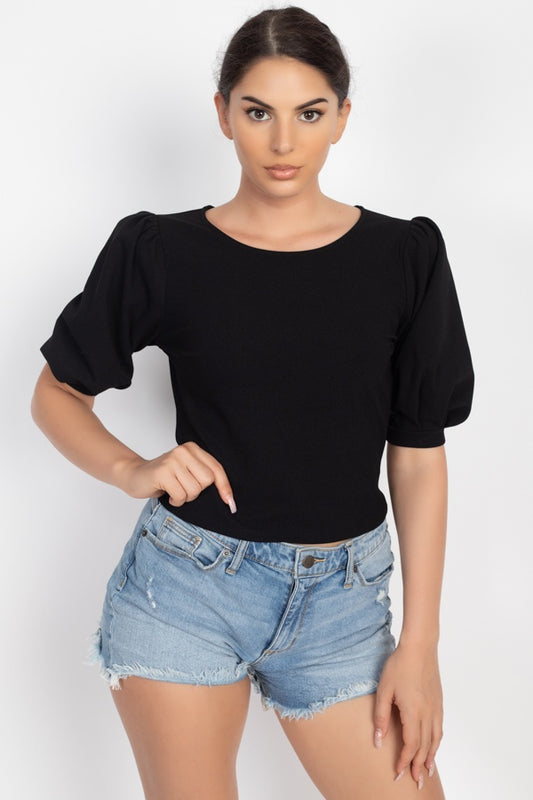 Techno Crepe Balloon Sleeve Top - Absolute Fashion 2020