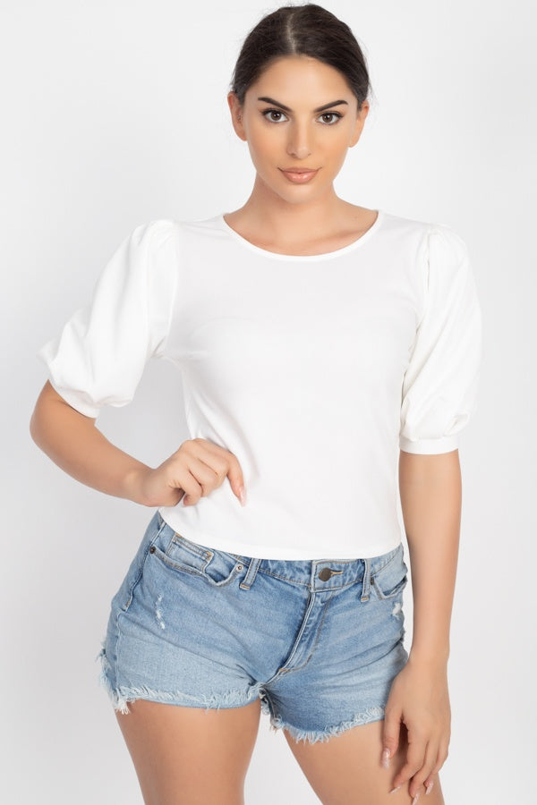 Techno Crepe Balloon Sleeve Top - Absolute Fashion 2020
