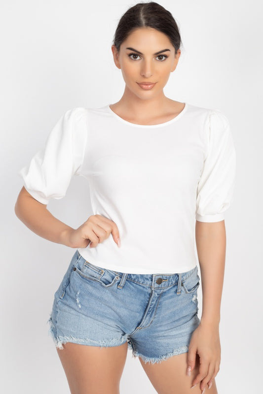 Techno Crepe Balloon Sleeve Top - Absolute Fashion 2020