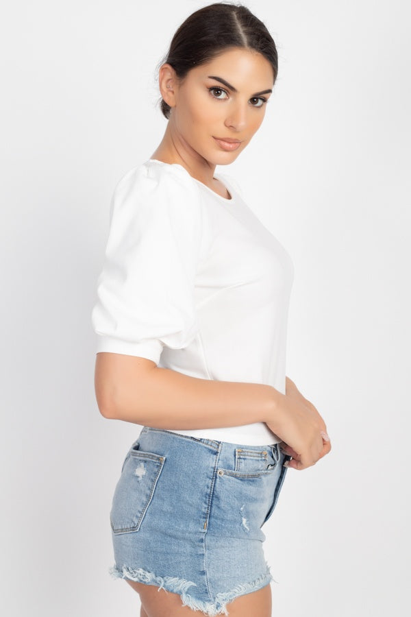 Techno Crepe Balloon Sleeve Top - Absolute Fashion 2020