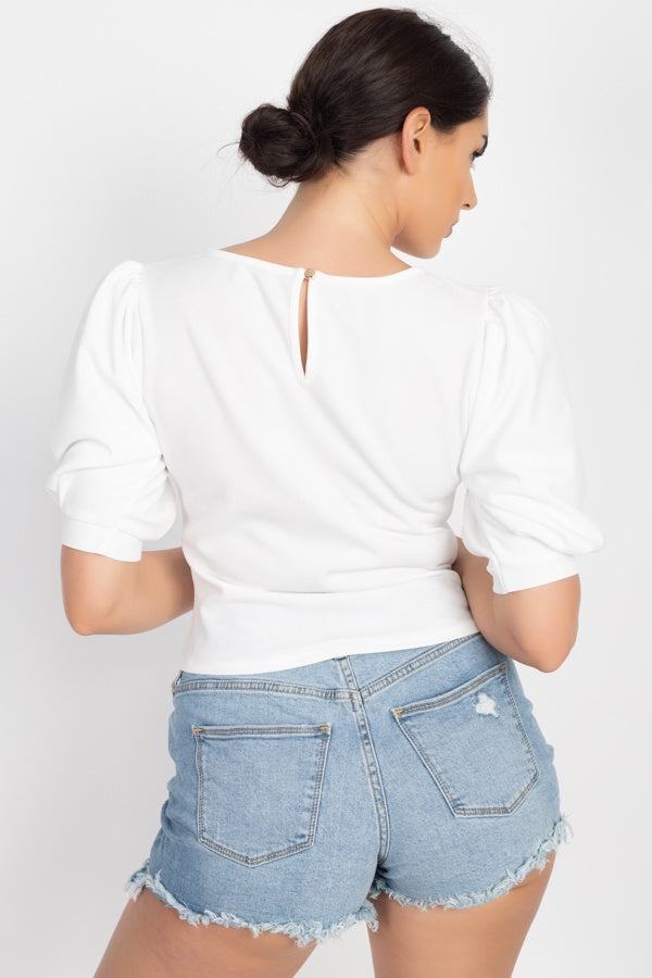 Techno Crepe Balloon Sleeve Top - Absolute Fashion 2020