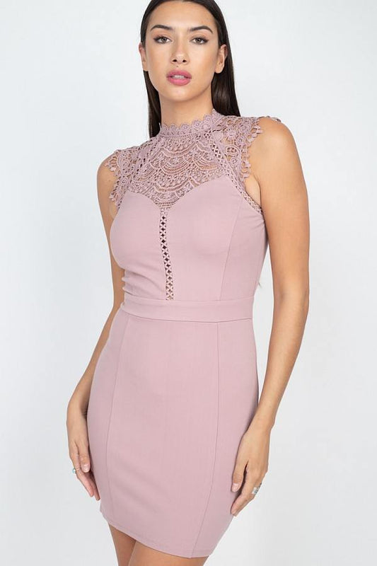Sleeveless Lace Mini Dress - Absolute Fashion 2020