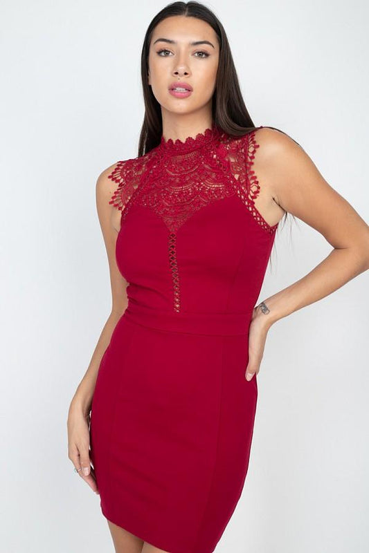 Sleeveless Lace Mini Dress - Absolute Fashion 2020