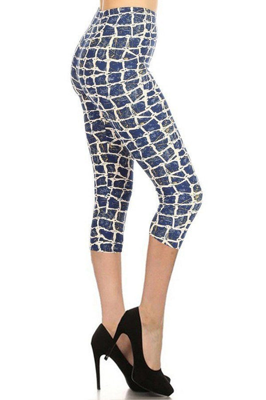 Printed, High Waisted, Capri Leggings With An Elasticized Waist Band - Absolute Fashion 2020