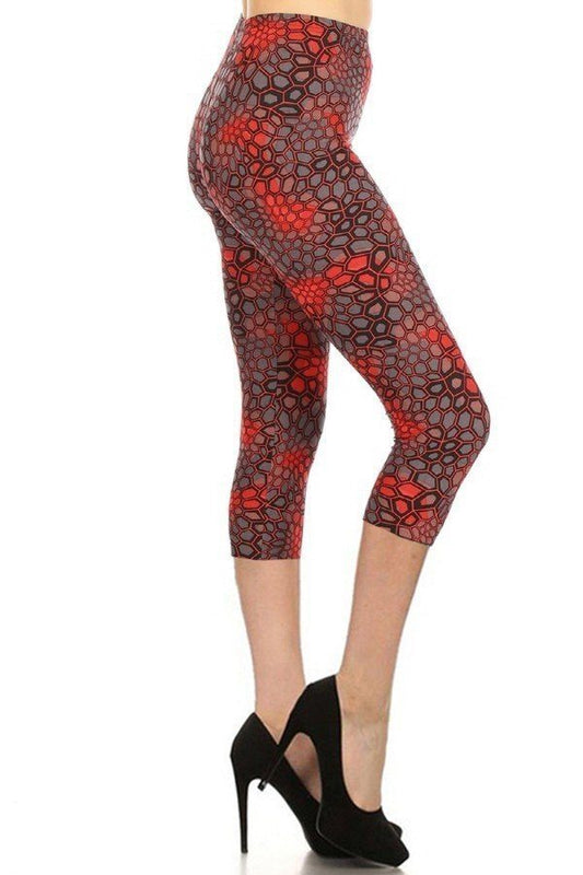 Printed, High Waisted, Capri Leggings With An Elasticized Waist Band - Absolute Fashion 2020