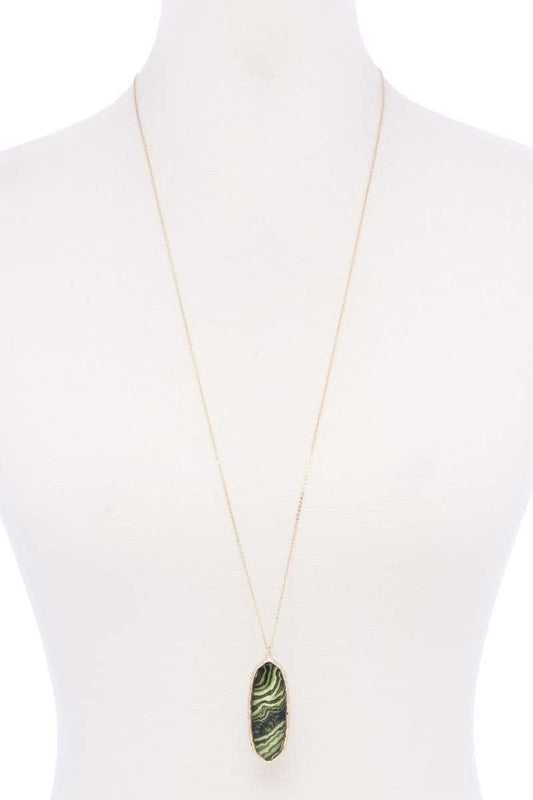 Acetate Oval Metal Edge Pendant Necklace - Absolute Fashion 2020