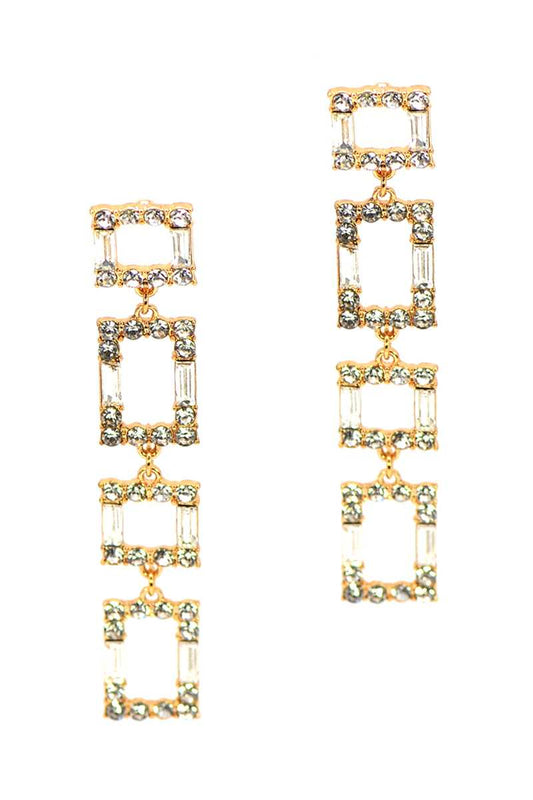 Square Rhinestone Drop Earring - Absolute Fashion 2020