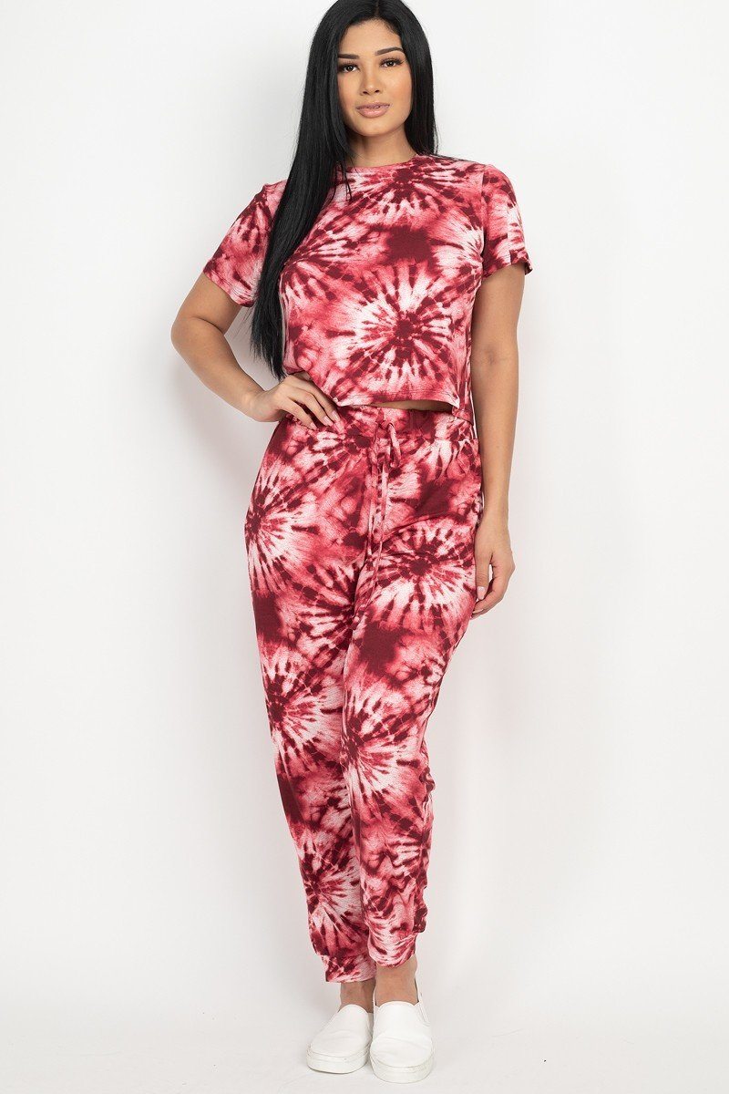 Tie-dye Printed Top And Pants Set - Absolute Fashion 2020