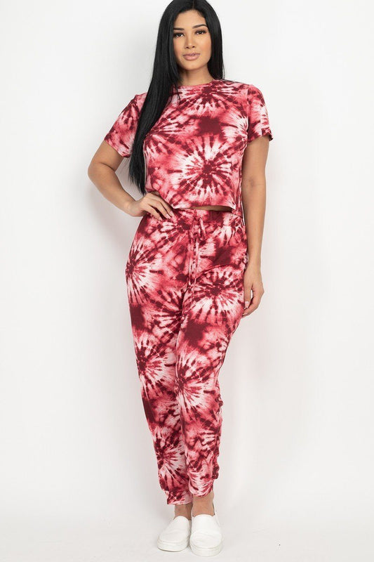 Tie-dye Printed Top And Pants Set - Absolute Fashion 2020