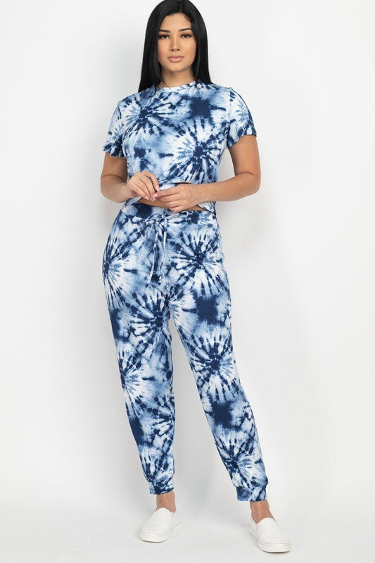 Tie-dye Printed Top And Pants Set - Absolute Fashion 2020