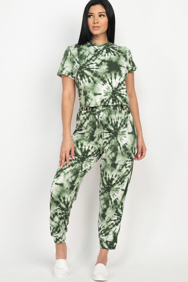 Tie-dye Printed Top And Pants Set - Absolute Fashion 2020