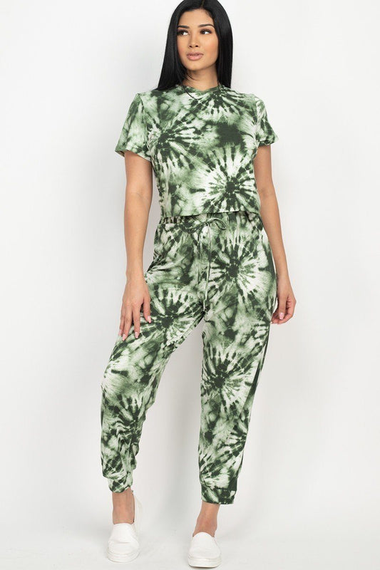 Tie-dye Printed Top And Pants Set - Absolute Fashion 2020