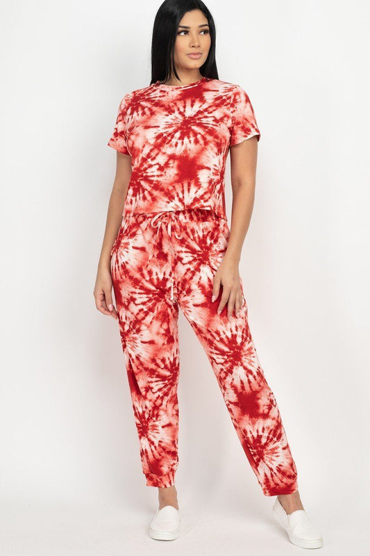 Tie-dye Printed Top And Pants Set - Absolute Fashion 2020