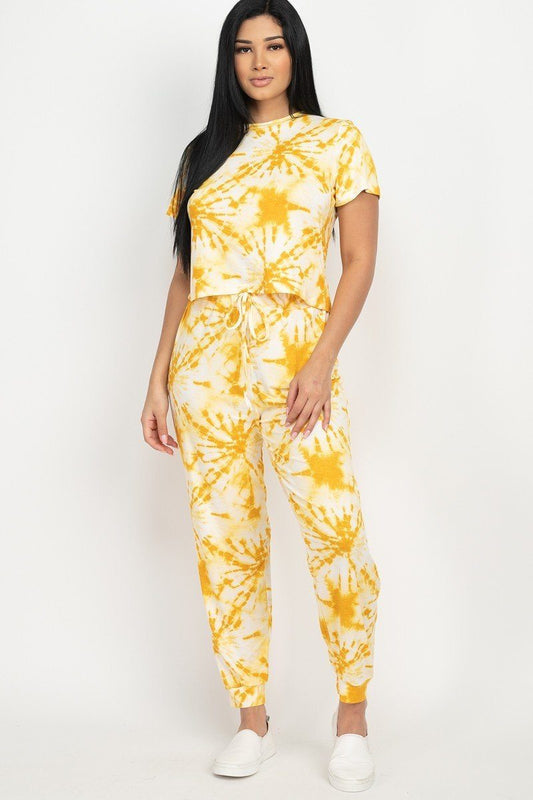 Tie-dye Printed Top And Pants Set - Absolute Fashion 2020