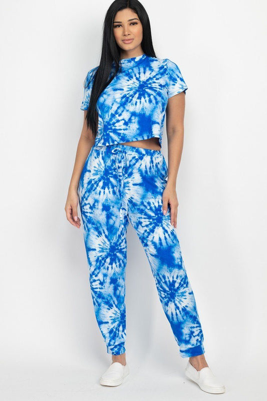 Tie-dye Printed Top And Pants Set - Absolute Fashion 2020