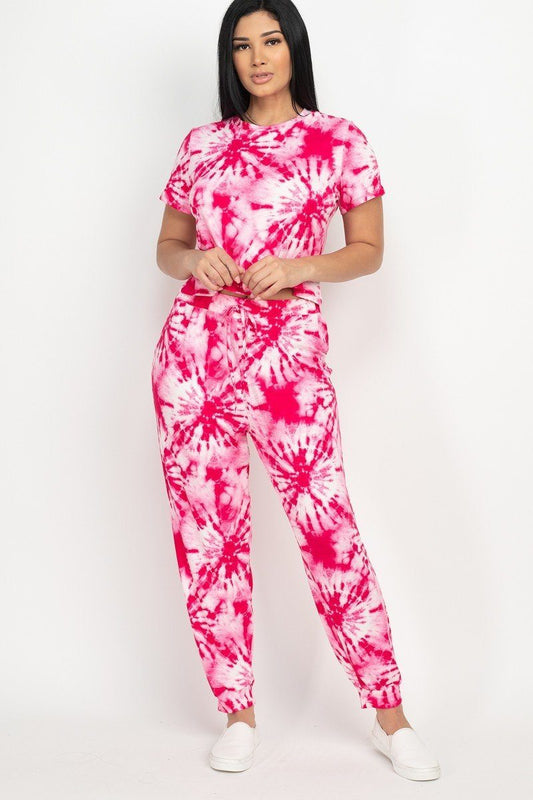 Tie-dye Printed Top And Pants Set - Absolute Fashion 2020