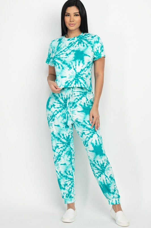 Tie-dye Printed Top And Pants Set - Absolute Fashion 2020