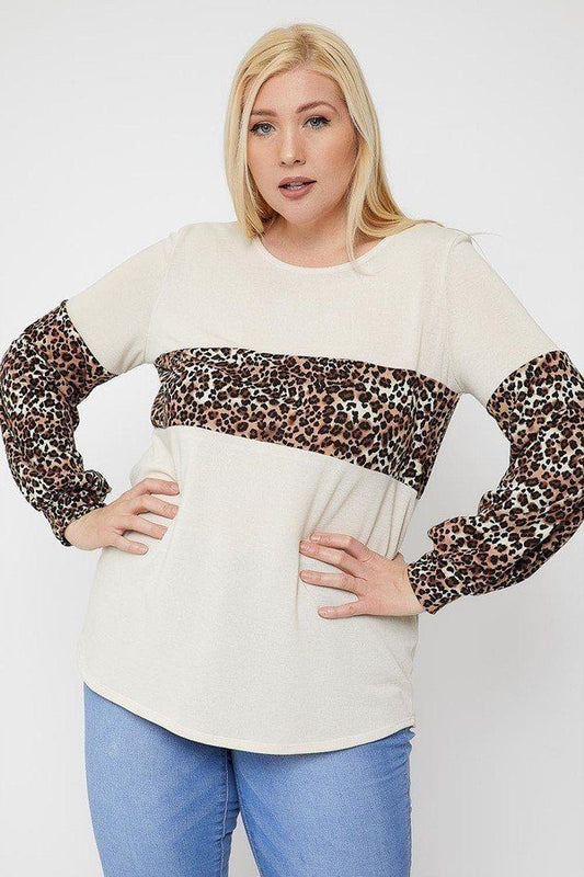 Round Neckline Contrast Print Top - Absolute Fashion 2020