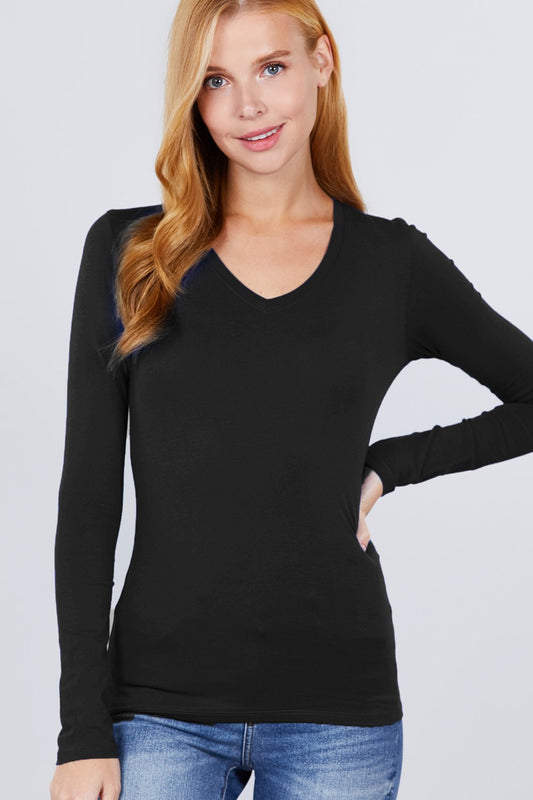 Cotton Jersey V-neck Top - Absolute Fashion 2020