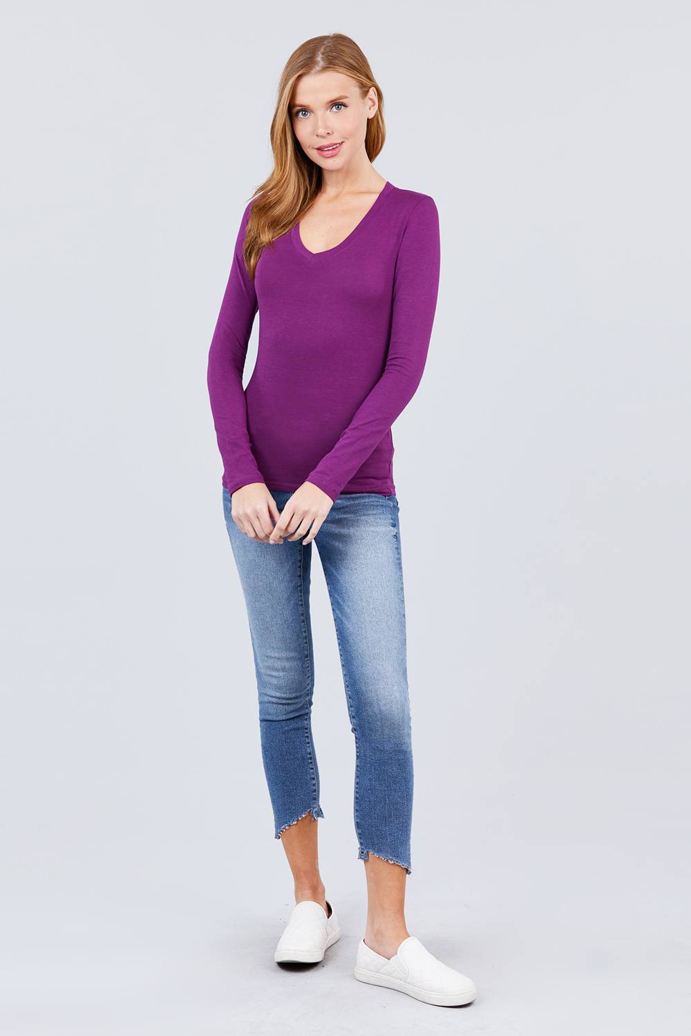 Cotton Jersey V-neck Top - Absolute Fashion 2020