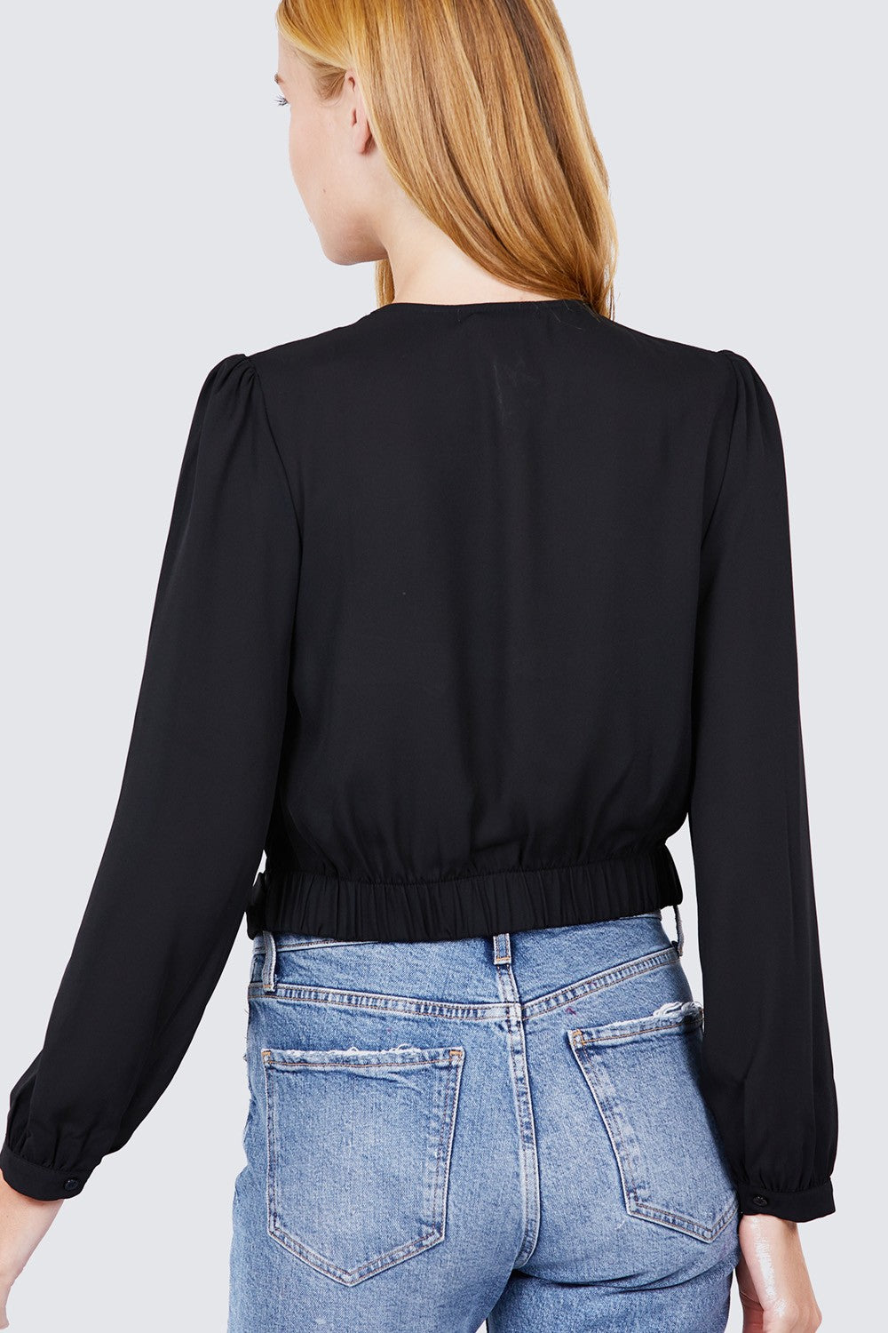 V-neck Surplice Woven Top - Absolute Fashion 2020
