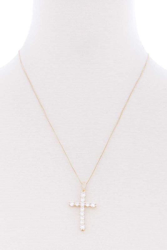 Stone Cross Pendant Necklace - Absolute Fashion 2020