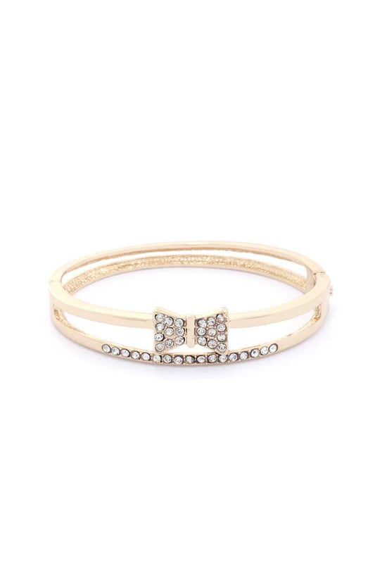 Rhinestone Bow Metal Bracelet - Absolute Fashion 2020