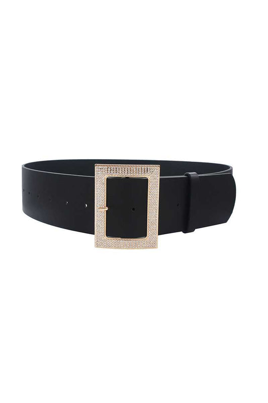 Rectangle Rhinestone Buckle Belt - Absolute Fashion 2020
