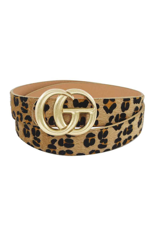 Gd Buckle Leopard Hair Belt - Absolute Fashion 2020
