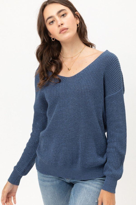 Twisted Back Light Weight Metallic Sweater - Absolute Fashion 2020