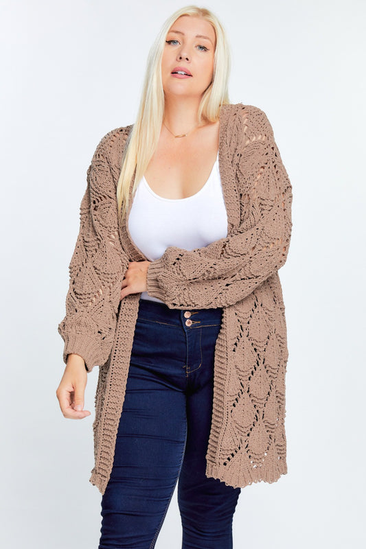 Textured Long Sleeve Long Cardigan - Absolute Fashion 2020