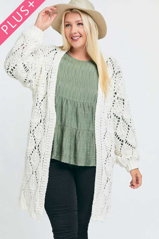 Textured Long Sleeve Long Cardigan - Absolute Fashion 2020