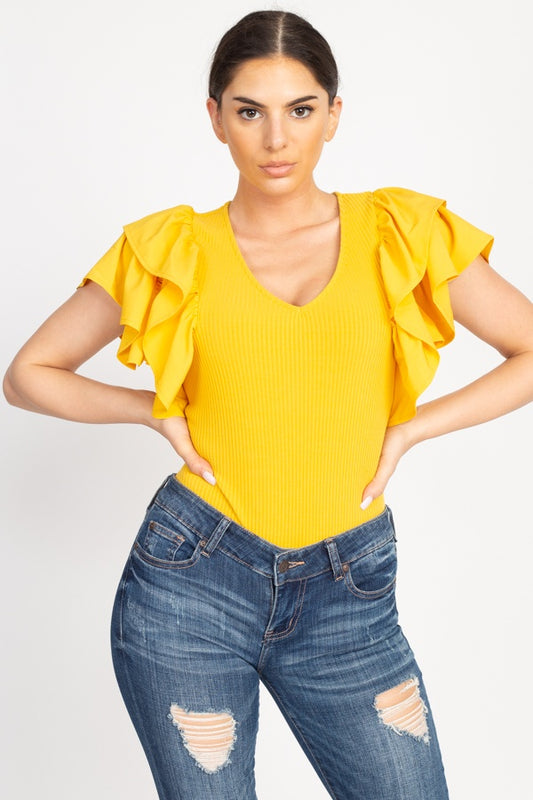 Ruffle Tiered Ribbed Top - Absolute Fashion 2020