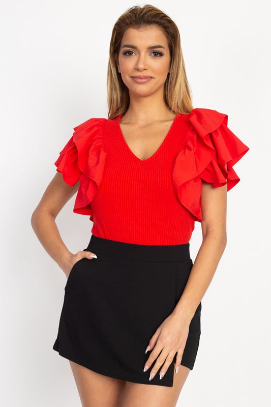 Ruffle Tiered Ribbed Top - Absolute Fashion 2020