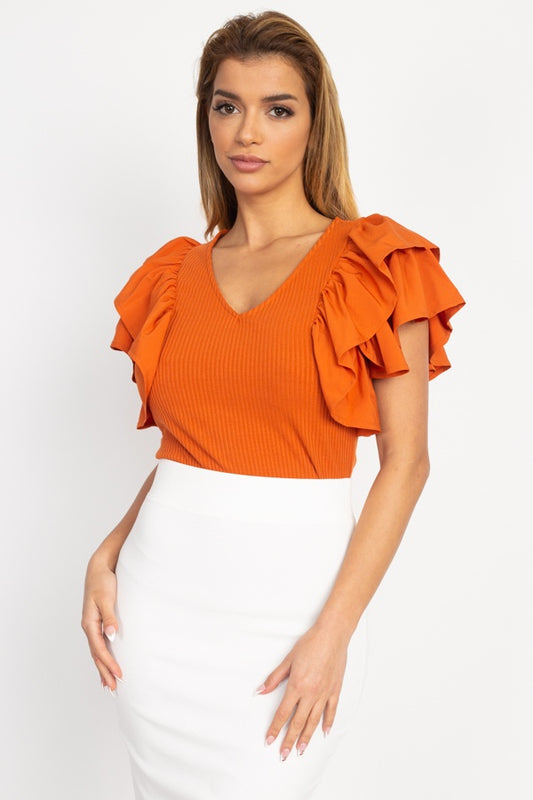 Ruffle Tiered Ribbed Top - Absolute Fashion 2020