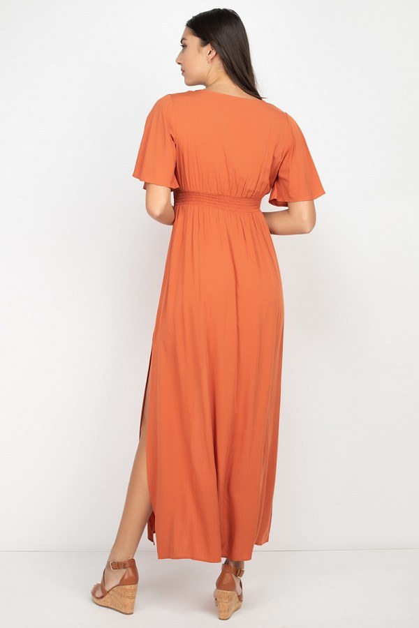 Side Slit Smocked Waist Maxi Dress - Absolute Fashion 2020